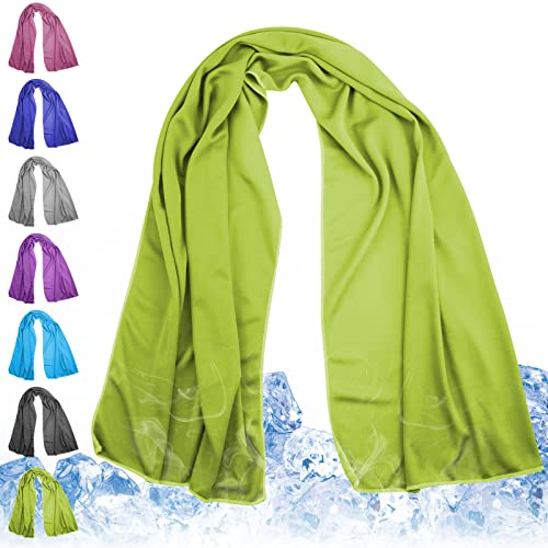 Meiyante Lime Green Cooling Towel for Golf and Sports, 43.3 x 15.7 in - Bright lime green quick-dry microfiber towel for golf, sports, gym, running, hiking and hot-weather activities.