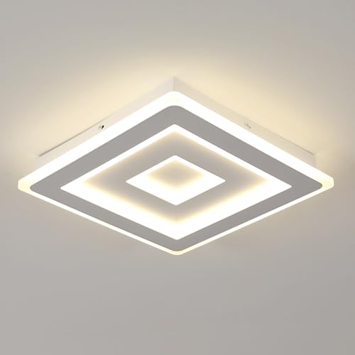 Comely Modern Square LED Ceiling Light, 52W 5850LM Acrylic LED Ceiling Lamp, White Chandelier for Bedroom, Living Room Natural Light 4500K, 40cm