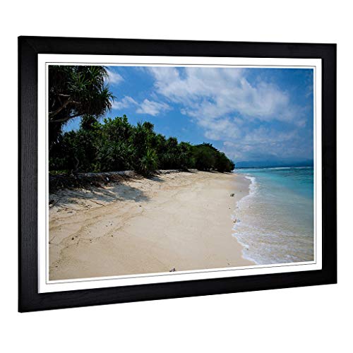 Big Box Art Framed Print of Landscape Beach Forest Island Design - Wall Art Picture - Home Decor for Kitchen, Living, Dining Room, Bedroom, Hallway, Office, Black, A2 / 24.5x18 Inch / 62x45cm