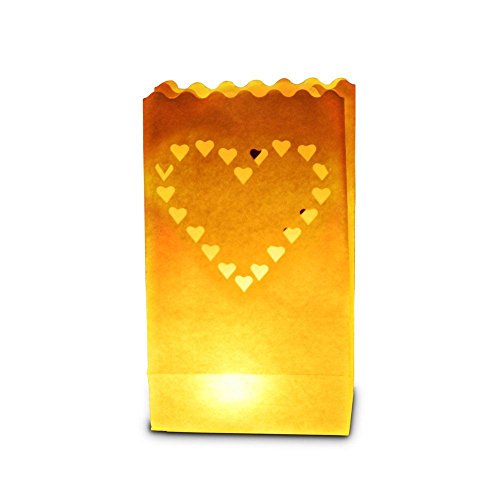 10pcs Heart Luminary Paper Candle Tea Light Lantern Bags Wedding Garden Anniversary Birthday Night Decorations Evening Party, White