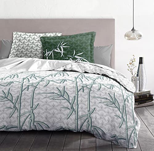 Home Linge Passion - Duvet Cover - 3 Pieces - 100% Cotton - 57 Thread Count - Double - 220 x 240 cm - Ondina Green