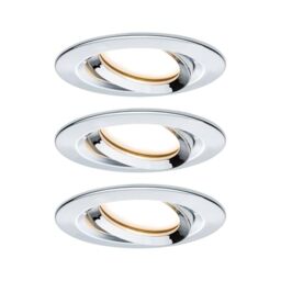 Paulmann 93684 Nova Plus LED recessed luminaire Set of 3 Round Swivel 3x6.8W IP65 dim recessed Spotlight Chrome spot Aluminium recessed lamp 2700K