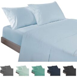 ECOMMERC3 Bed Set for 160 Bed 4 Pieces Cotton-Polyester - Sky Blue
