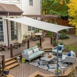 "Coolaroo Premium Shade Sail Kit, (16'5""x9'11"" Rectangle), Stone, High Density Polyethylene (HDPE)"
