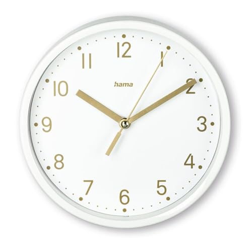Hama Madeira Table Clock, Diameter 16 cm, Silent, White