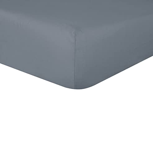Sleepdown 100% Pure Cotton Deep Fitted Sheet Warm Cosy Breathable Super Soft Bedsheet Bed Linen 32cm Extra Deep Pockets - Slate - Single,5056557500703