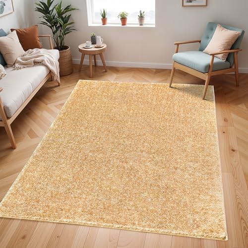 Livabliss Claire Shaggy Berber Carpet 200x275 cm, Living Room & Bedroom, Soft Plush Thick Pile, Neutral Boho Fluffy Style, Easy Care, Yellow