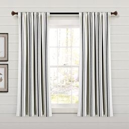 "Lush Decor Farmhouse Stripe Yarn Dyed Eco-Friendly Recycled Cotton Window Curtain Panel Pair, 42"" W x 63"" L, Black - Classic Modern Rustic Charm - Eco Friendly Cotton Fabric"