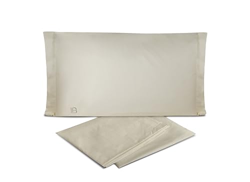 Hermet Laura Biagiotti Single Bed Sheet Set in Plain Percale 100% Cotton, Beige, Top Sheet + Fitted Sheet + Pillowcase