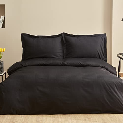 Karaca Home Uniq 100% Cotton Satin Single Duvet Cover Set, Black