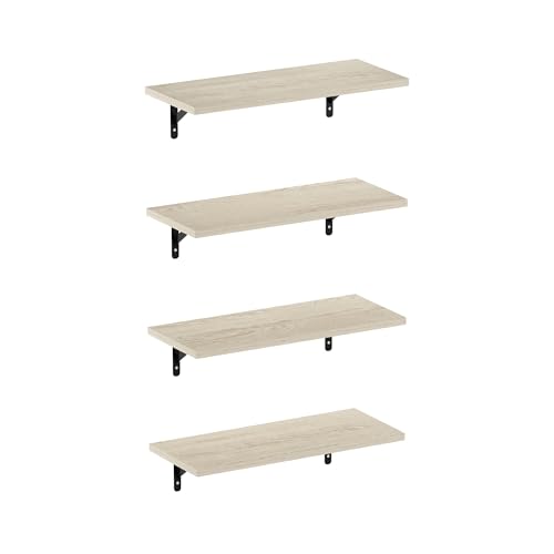 Furinno ROSSI Floating Shelves for Wall Set of 4, 45.7cm Wall Shelf, Floating Shelf, Wall Mounted Shelves, for Bathroom, Bedroom, Living Room, Metropolitan Pine