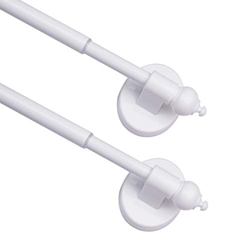 Magnetic Curtain Rods,Multi-Use Adjustable Appliance for Metal Doors,Windows,No Tools Needed???9-16 Inch???White???2 Pack