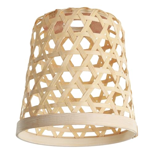 Eglo lampshade Capoliveri-E, Light Shade for Living Room, Boho Accessory for Pendant, Table or wall lamp, Natural Wood, ⌀ 16 cm