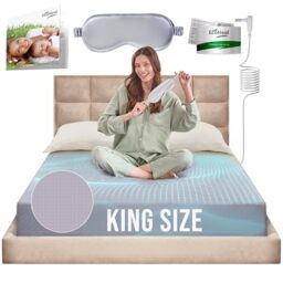 Earth Grounding Fitted Sheet King Size with 11% Silver Fiber & 4% silk & 85% Organic Cotton - Gray - Soft Earth Grounding Well Bed Sheets - Grounded Conductive Bed Sheets for Better Sleep Father Day