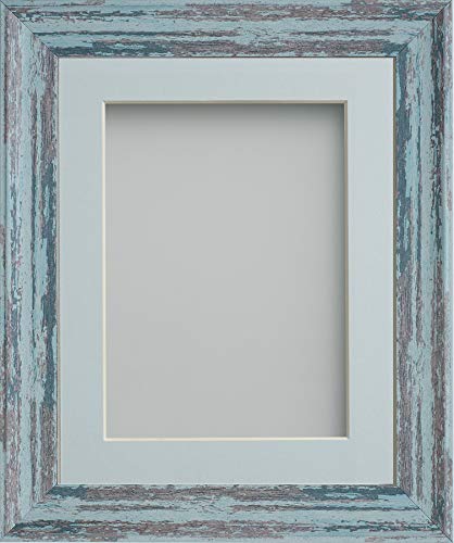 Frame Company Lynton Rustic Blue Photo Frame with Light Blue Mount, 7x5 for 6x4 inch, fitted with perspex