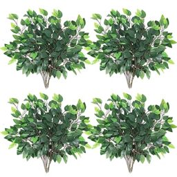 GTIDEA 24PCS Artificial Ficus Leaves Branches Faux Ficus Tree Branches Artificial Greenery Silk Floral Arrangement for Benjamina Tree DIY Wedding Bouquet Wreath Wall Decor (24.04 Inch)