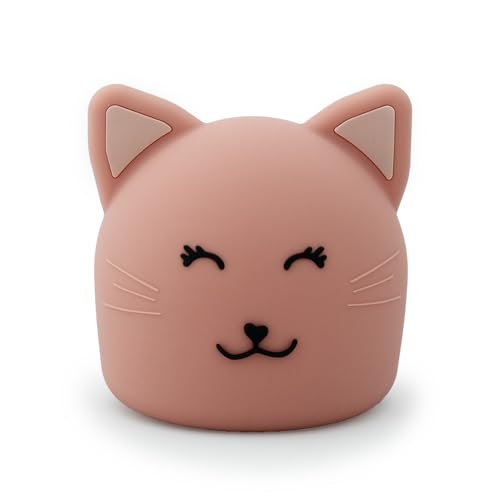Trixie Night Light - Mrs. Cat- Soft & Squishy Bedtime Companion - Rechargeable with Adjustable Brightness - Perfect for Kids’ Bedrooms - Pink