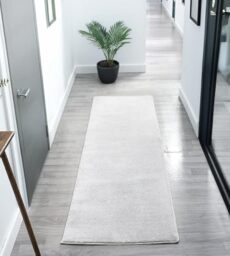 Rugs by Desire Comfy Washable Modern Living Room Rug Polyester Plain Indoor Area Rug with Low Pile - Anti-Slip Felt Backing SuperSoft Carpet Bedroom-Hallway, Silver, 60x200 cm