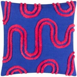 furn. Heya Home Archie Tufted Cushion – Abstract Tufted Design, Soft & Durable Polyester Filled (Cobalt/Pink – 45cm x 45cm)