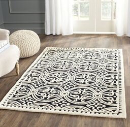 Safavieh Medallion Indoor Hand Tufted Rectangle Area Rug, Cambridge Collection, CAM123, in Black / Ivory, 91 X 152 cm for Living Room, Bedroom or Any Indoor Space