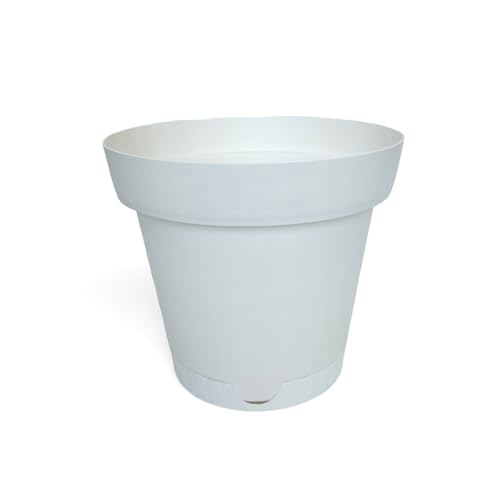 Ecoplast Origine Flower Recycled Plastic, Plant Pot Cover, White, 25x21,5