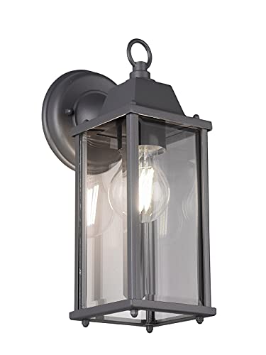 Trio Leuchten Olona 201960142 Outdoor Wall Light Die-Cast Aluminium Rust-Coloured Glass Clear Excl. 1x E27 Anthracite