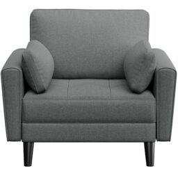 Yaheetech Tub Chair Tufted Oversized Armchair with 2 Pillows Fabric Accent Chair with Side Storage Pockets for Living Room, Bedroom, Reading Nook Polyester Fabric Dark Grey
