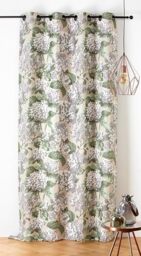 Linder Floral/Nature Style Curtain with Rifle Cannon Eyelets Beige and White Dimensions 140 x 240 cm 87% Polyester 12% Cotton 1% Other Fibres Hydrangea Collection