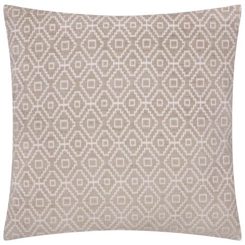 furn. Evans Lichfield Kenza Cushion Cover (Dove - 43x43cm) - Geometric Diamond Motif Woven Look Relaxed Decorative Case