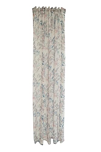 Homing Curtain Floral Leaves Blue Transparent Living Room Curtain