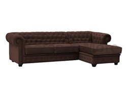 Sofas and More Chesterfield Style Corner Sofa Set 3+2 Seater Armchair Brown Fabric (Right Hand Corner)