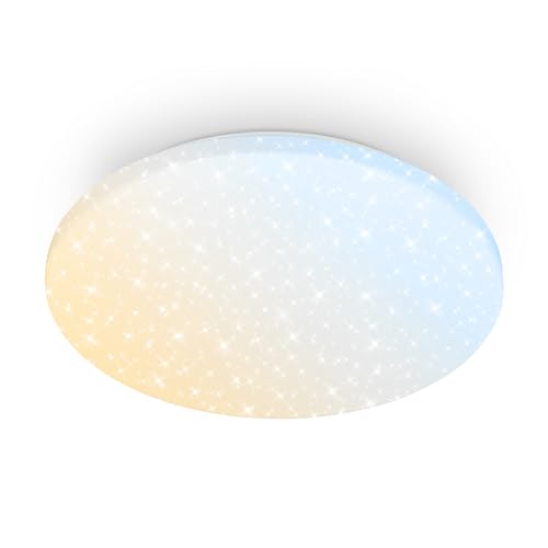 BRILONER - LED Ceiling Light with Remote Control, Dimmable, CCT, Starry Sky Effect, 24 W 2600 lm Bright Illumination, Ceiling Lights Living Room, Lights for Bedroom, Kitchen Light, 34 x 6 cm, White