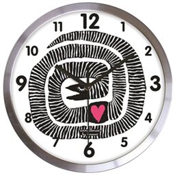 laroom 12307 – Satin Stainless Steel Snake Wall Clock, Black and White