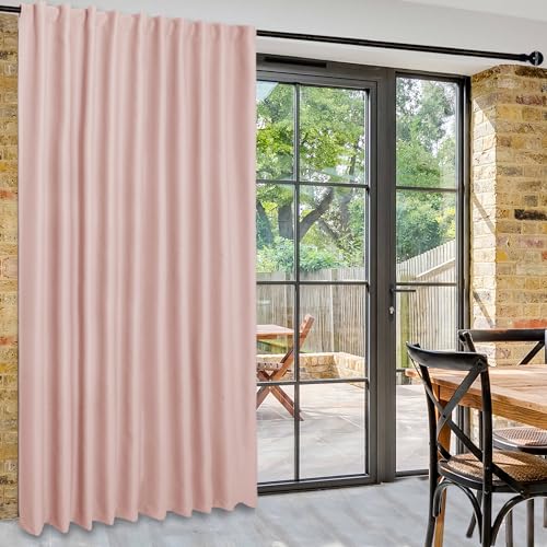 DWCN Privacy Room Divider Blackout Curtain - Patio Sliding Door Curtains, Extra Wide Thermal Curtains with Back Tab & Rod Pocket for Living Room and Bedroom Partition, 80 x 84 Inches, Blush Pink