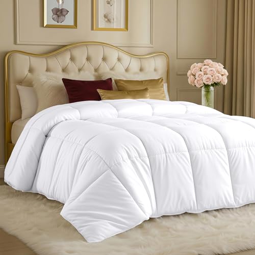 Utopia Bedding 4.5 tog Queen Size Duvet with Corner Tabs, Microfiber Soft Breathable Duvet, Box Stitched All Year Round (Queen, White)