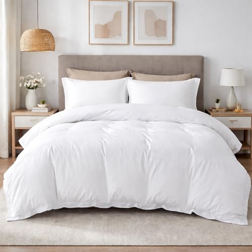 SLEEP-NEST Hotel Luxury - Super King Plus Duvet Cover Set 120x120-3 Piece Extra Large Bedding, 100% Egyptian Cotton, Soft & Breathable, Zipper Closure & Corner Ties, Oversized Fit - White