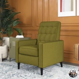 DHP Furniture Wimbley Recliner, Olive Green Linen, 85x74x103cm (DxWxH)