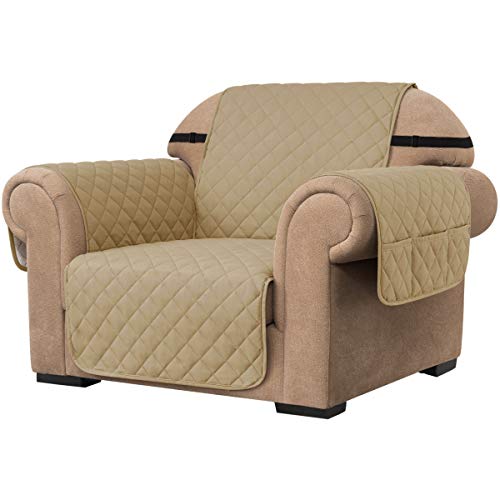 SU SUBRTEX Strench Sofa Cover Reversible Furniture Protector with Elastic Strap for Livingroom Non-Slip Washable Couch Chair for Pets Kids Children(1 Seater,Sand), VCUKSBTSFJ001S0S