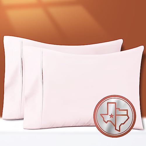 TEXAS LINEN CO. Luxuriously Soft Egyptian Quality 600 TC Pillowcases, 100% Cotton Set of 2 Cases, Sateen Weave Bed Pillow Cover for Sleeping, Cool Blush King Pillow Cases for King Size Pillows