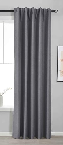 Gardinenbox Boston Dark 2023600 Premium Blackout Curtain H x W 245 x 140 cm Dark Grey 100% Blackout with Multiband Suspension