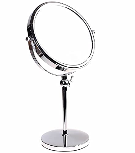 HIMRY Designed KXD3101-5x Cosmetic Mirror 8 Inch 360° Rotatable 2 Mirrors Normal and 5x Magnification Diameter 17.5 cm Chrome-Plated
