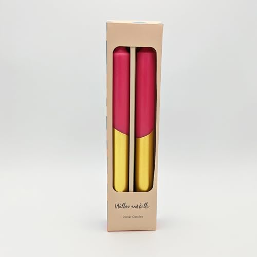 Two Tone Design Table Candles in Gift Box Set of Two