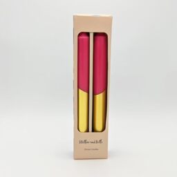 Two Tone Design Table Candles in Gift Box Set of Two