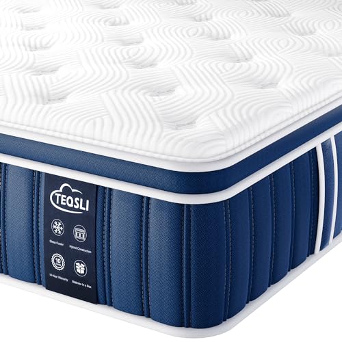 TeQsli Super King Mattress Memory Foam Pocket Spring Hybrid 180x200x27 cm