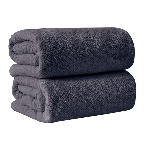 Great Bay Home 100% Cotton Oversized 2 Pack 68x35 Extra Large Towel Set - Absorbent, Quick-Drying, Durable Oversized Bath Sheets for Bathroom D??cor (Stone Blue)