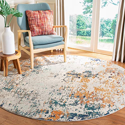 Safavieh Modern Rug for Living Room, Dining Room, Bedroom - Madison Collection, Short Pile, in Grey and Beige, 200 x 200 cm