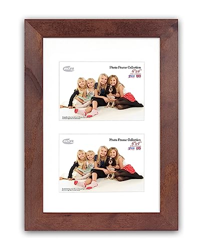 "Inov8 British Made Real Wood Picture/Photo Frame 12x8"" Dual-Aperature (30x20cm) - Kayla 30mm Dark Oak"