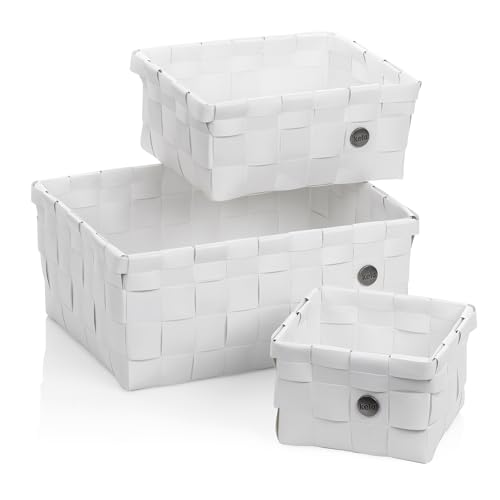 kela Neo 24469 Basket Set of 3 Different Sizes Polypropylene Plastic Stackable White