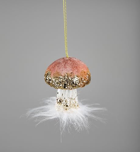 3Pcs Light Pink Mushroom 6x7cm - Christmas Tree Hanging Decorations Festive Decorative Ornaments Fairy Tale Themed Xmas Tree Pendant