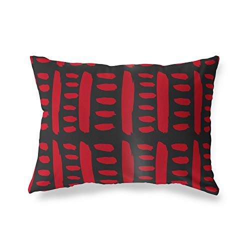 BonaMaison Decorative Cushion Cover, Red Black Throw Pillow Covers, Home Decorative Pillowcases for Livingroom, Sofa, Bedroom, Size: 45X60 Cm - Designed and Manufactured in Turkey